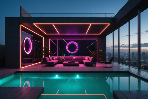 Cyberpunk Outdoor Swimming Pool