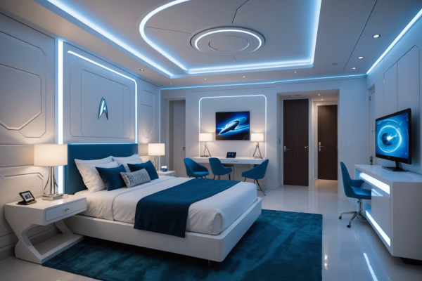 Futuristic Stellar Hotel Bedroom